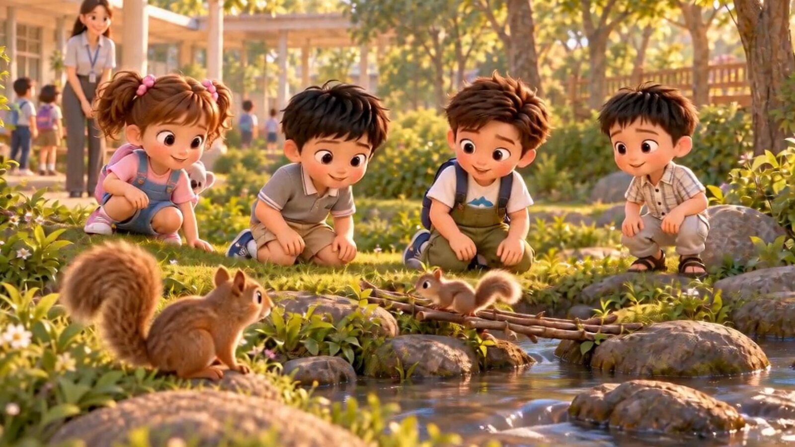 เด็ก ๆ ร่วมกันคิดหาทางออกจากสถานการณ์ในเรื่อง